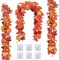 3 Pack Fall Decor for the Home Fall Leaf Garland Thanksgiving Decorations Indoor Outdoor 5.8 feet/piece Artificial Maple Leaf Garland for Autumn Harvest Halloween Party Thanksgiving Door Decor (Red)